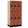 Salsbury Industries Wardrobe Locker, 36" W, 21" D, 76" H, (3) Wide, (6) Openings, Cherry 37361CHE